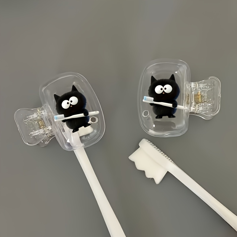 Home Bathroom Supplies - 子猫ローズ歯ブラシカバー2個、ポータブル収納ホルダー、家庭用および旅行用バスルームアクセサリー