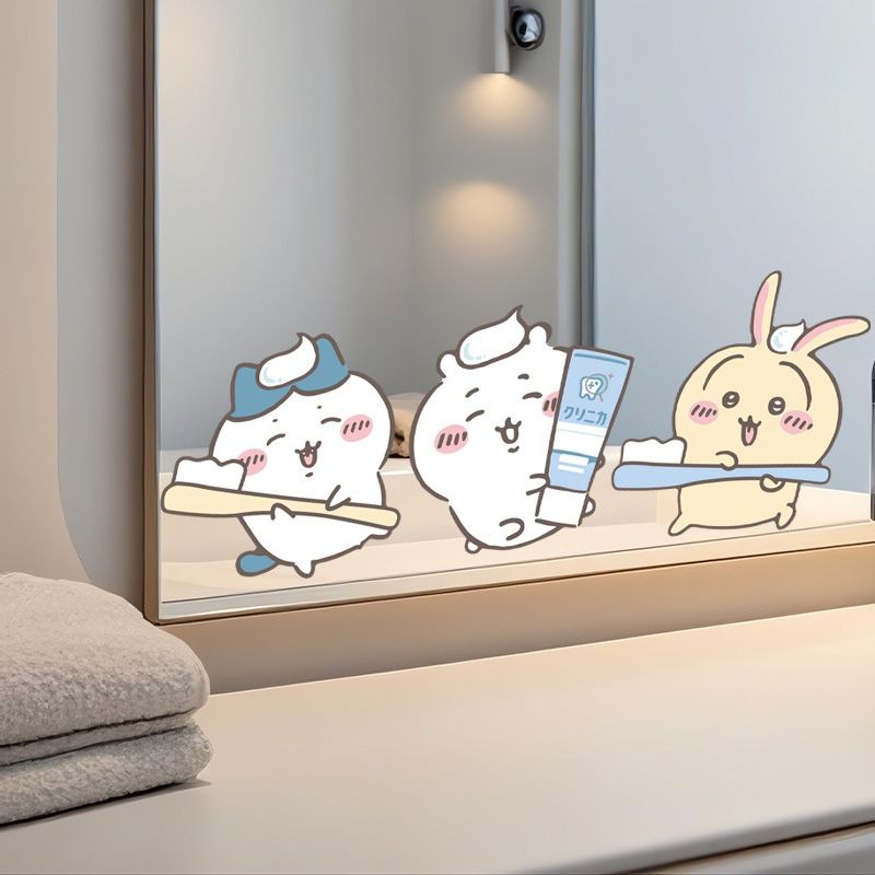 Home Bathroom Vanity - ホットチイカワミラーステッカー強力粘着クリアプリント防水取り外し可能な装飾デカール浴室の化粧鏡ホームギフト