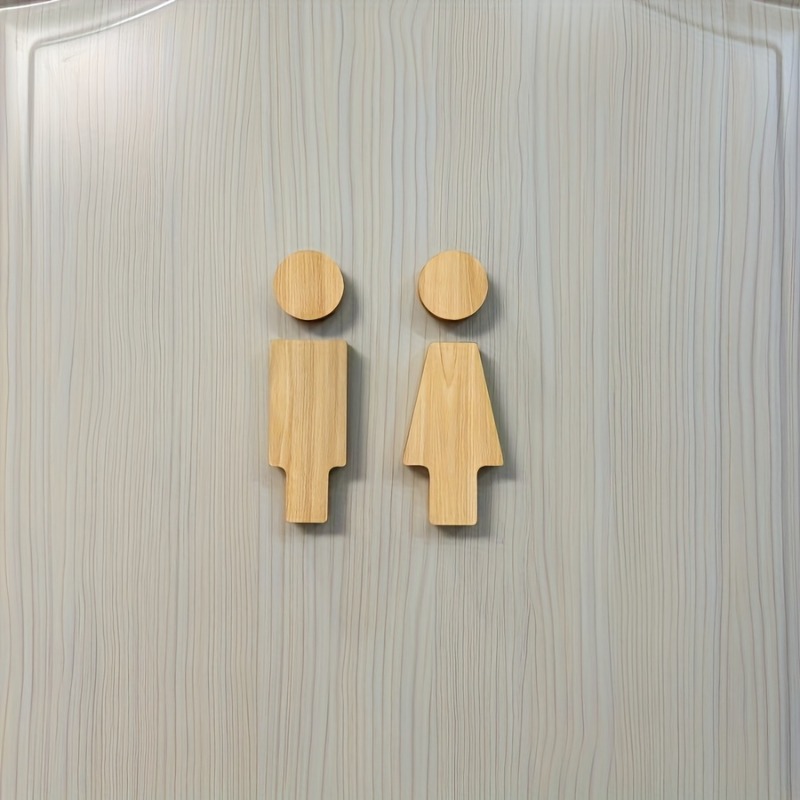 Home Bathroom Accessories - 木製バスルームサイン 2 個 男性と女性のトイレのドア用 家庭やオフィス、バスルームアクセサリーに最適