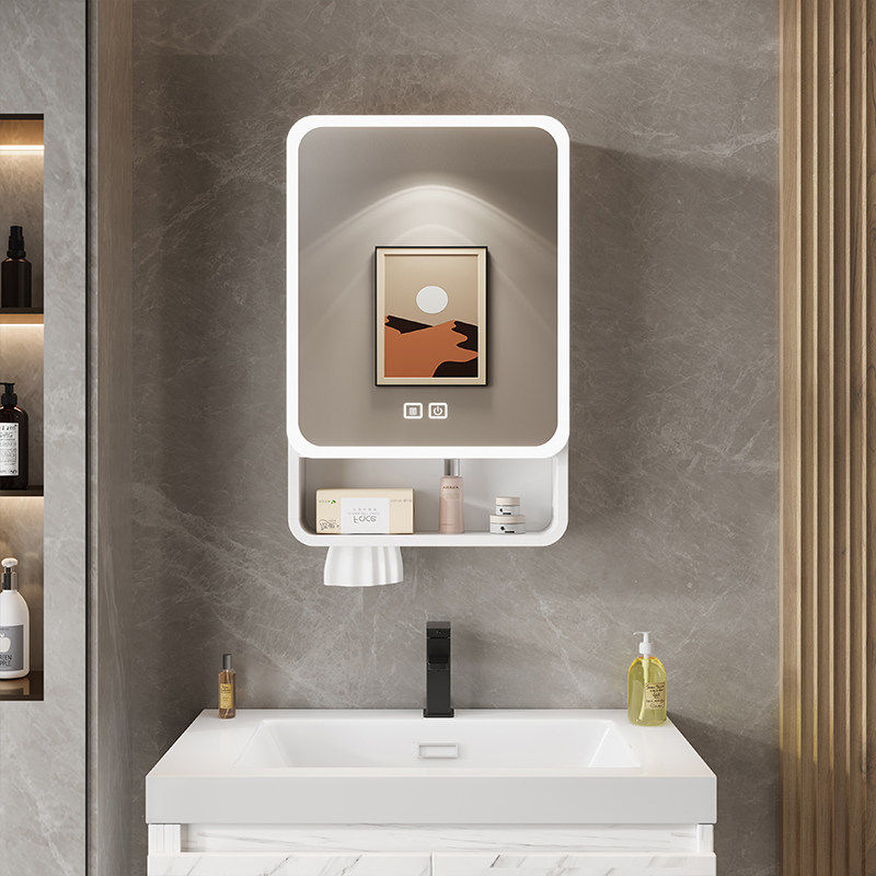 Bathroom Cabinet Mirror - オーガナイザーミラー、バスルームキャビネット、収納棚、紙の装飾品、スキンケア用品収納棚、小型モダンガビネテ、トレンディな家具
