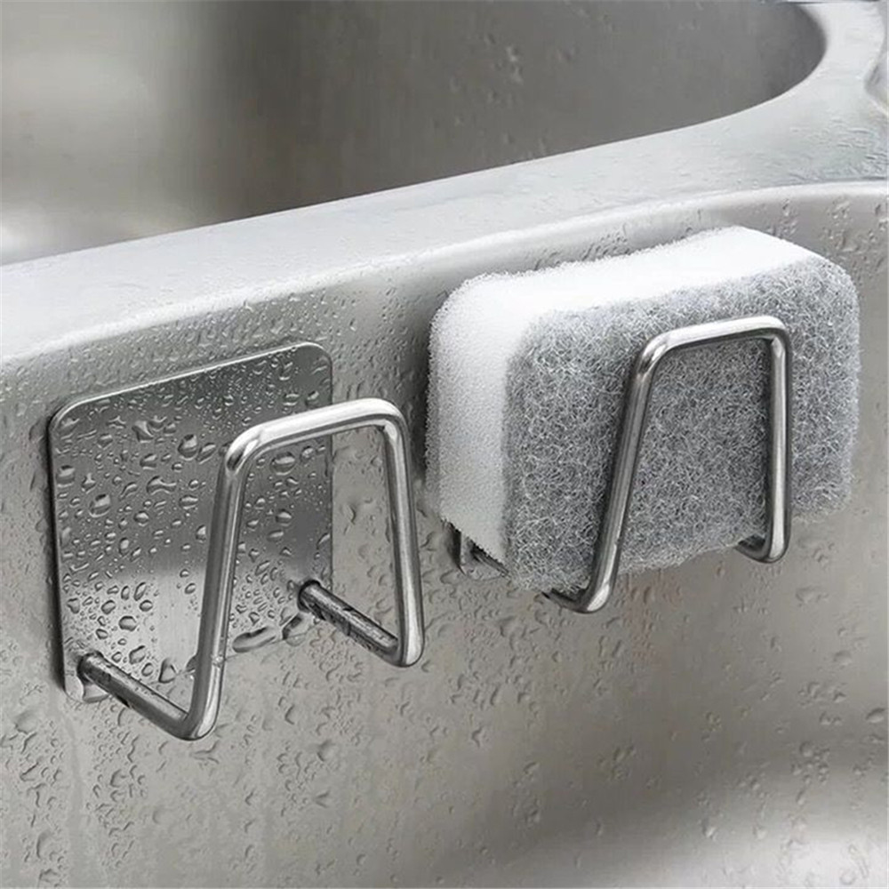 Home Bathroom Sink - キッチン用接着剤ウォールハンガー,強力なフック,シンクスポンジホルダー,排水管乾燥ラック,収納オーガナイザー,バスルームサクションカップ,ステンレス