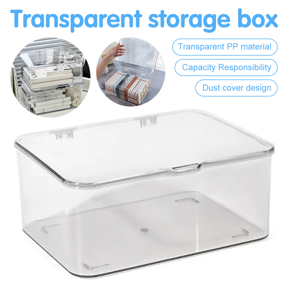 Home Essentials Bathroom Organizer - 透明アクリル製スマホケースオーガナイザー（蓋付き）- 家庭やオフィスの必需品用多用途デスクトップ収納バスケット