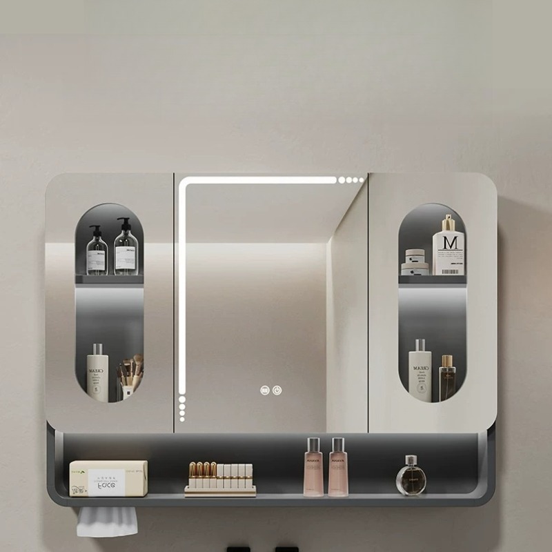 Bathroom Cabinet Mirror - LEDバックライト付き浴室鏡 タッチセンサー 曇り止め調光機能付き 壁掛け式 ヒートフレームレス バニティミラー