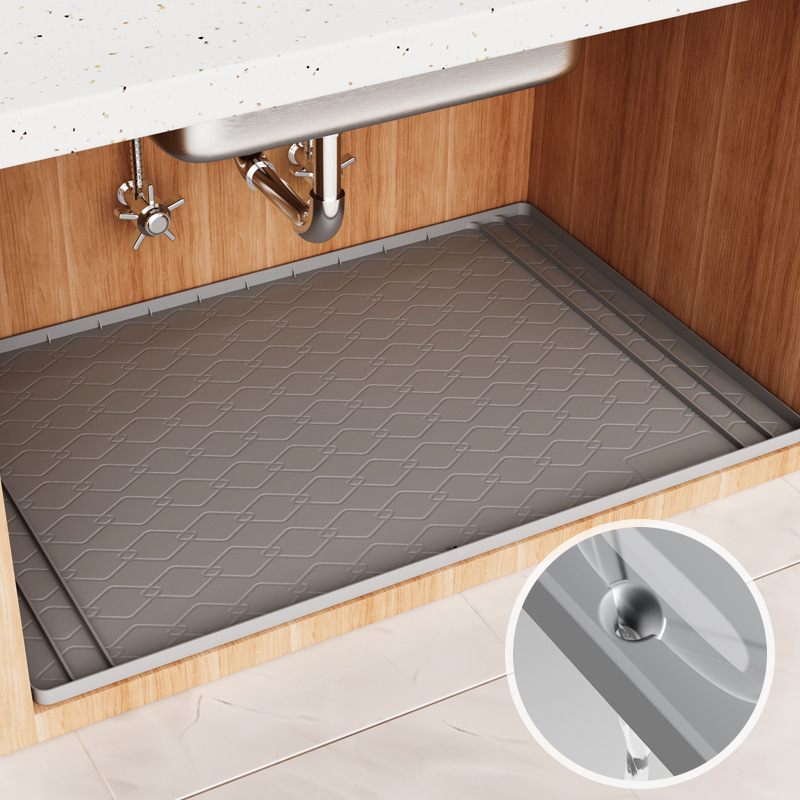 Home Essentials Bathroom Cabinet - シリコン製シンク下マット キッチン必需品ガジェット、棚ライナー キャビネットプロテクター、ホームオーガナイザー収納、防水バスルーム用