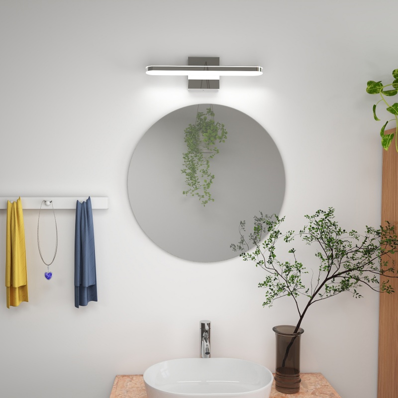 Home Bathroom Vanity - モダンなLEDバニティライト、バスルームミラー用、16インチシルバーウォールスコンス、クローム仕上げアクリル照明器具、調光可能なメイクアップランプ、防水バスルームウォールライト40cm、AC100-120V