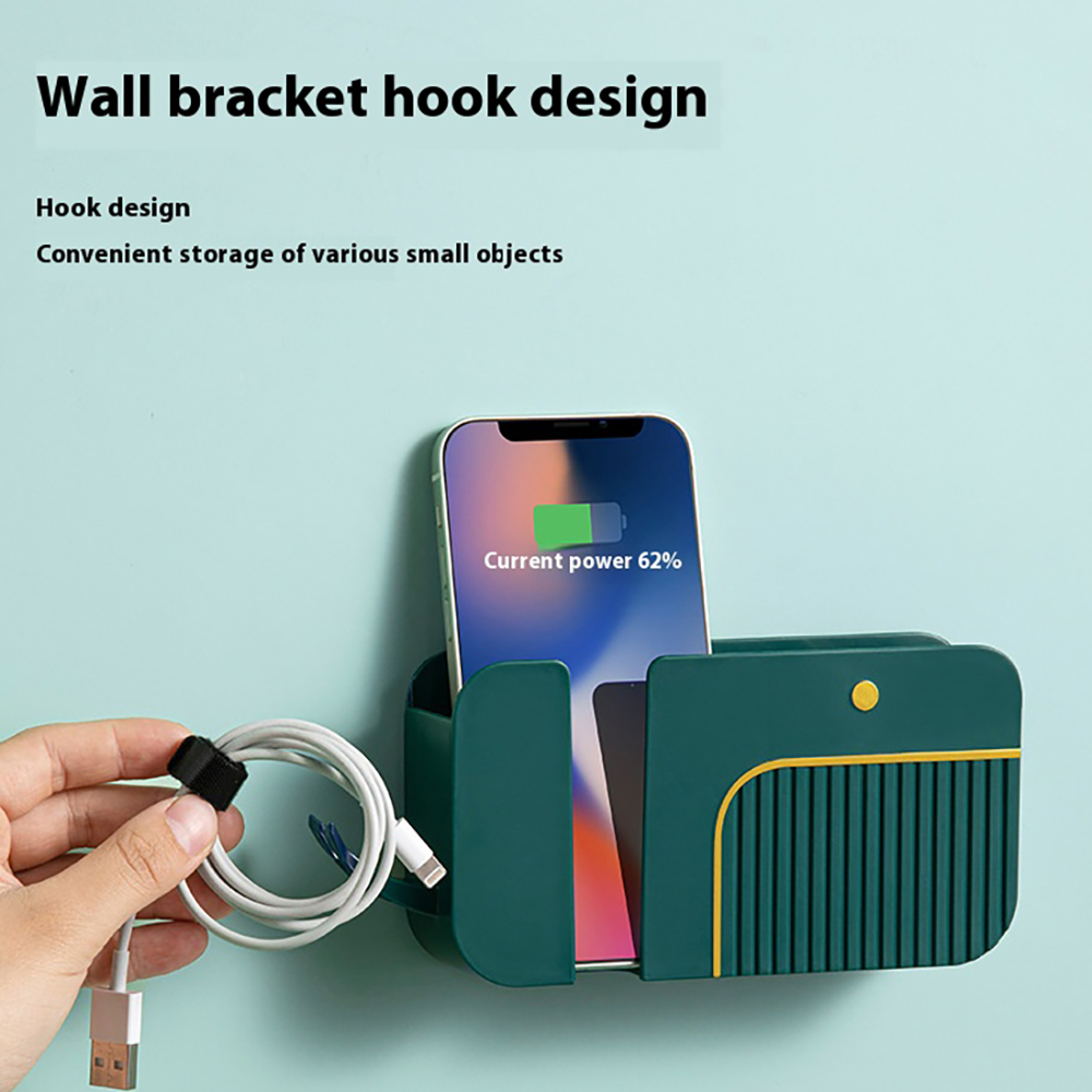 Home Essentials Bathroom Organizer - パンチフリー レトロ ウォール収納ホルダー 粘着式仕切り壁オーガナイザー ベッドサイド壁掛け式 スマホ＆リモコン収納ボックス