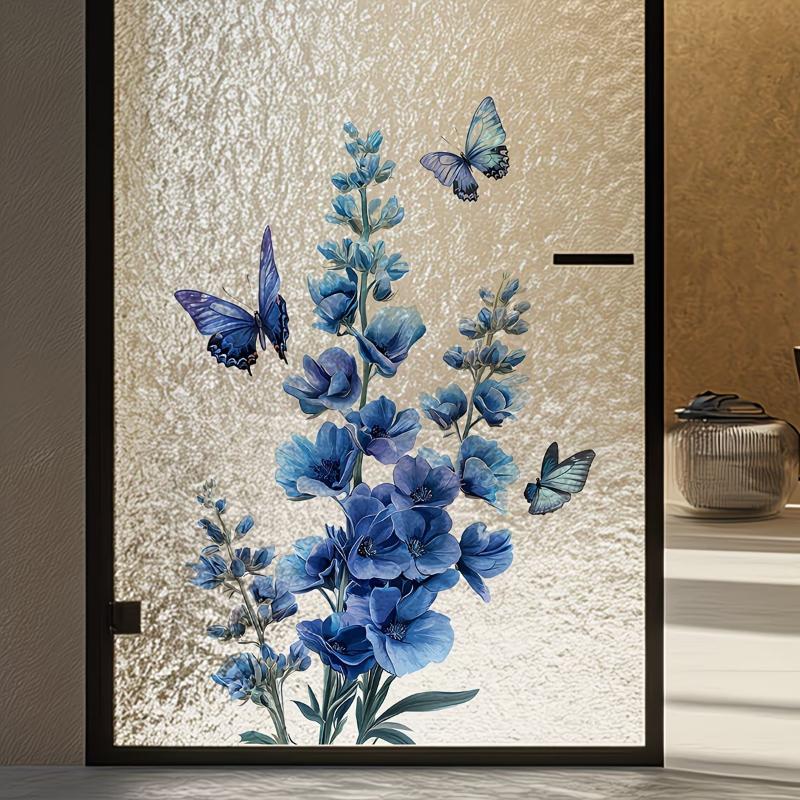 Home Bathroom Window - 取り外し可能なローズガラスステッカー 浴室ドア用接着剤 エレガントな花柄 ホームウィンドウプライバシー装飾