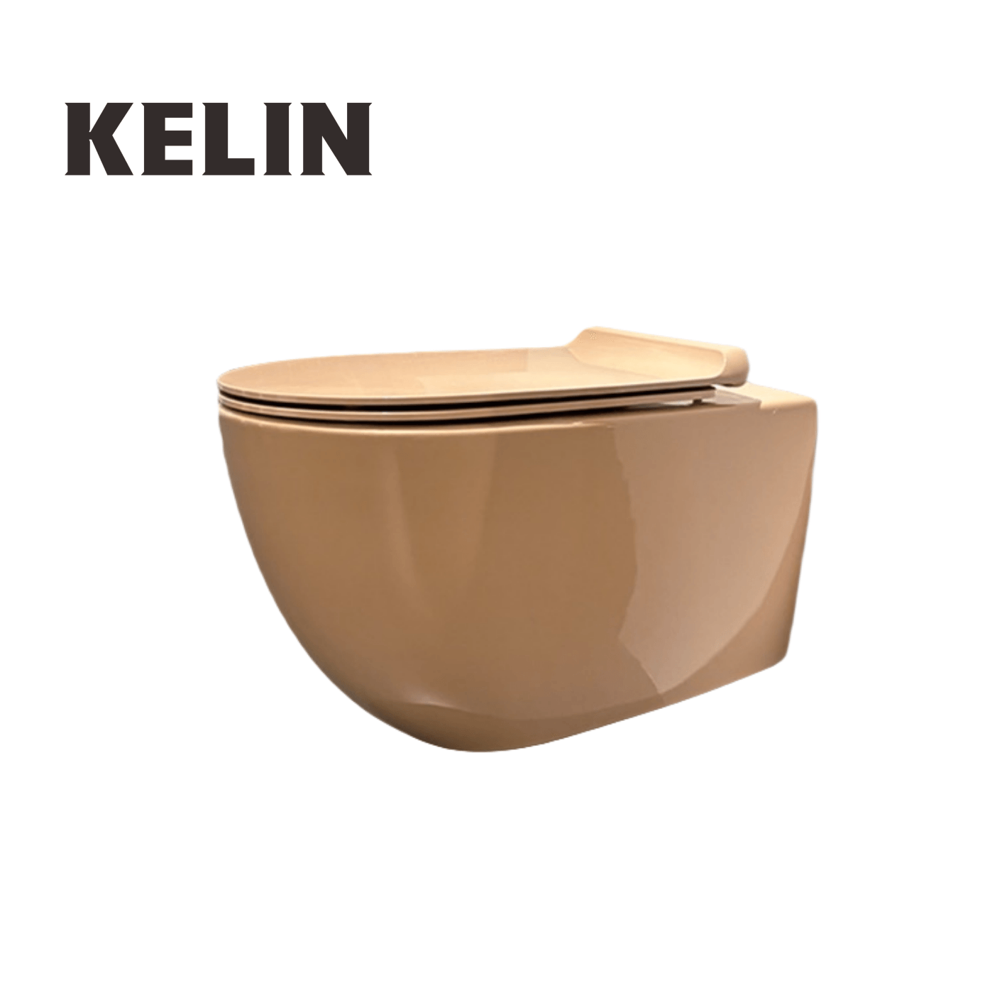 Home And Bathroom - KELIN新型モダンスタイル洗浄式隠しタンクアプリコットセラミック壁掛け卵型トルネードフラッシュトイレ（家庭用浴室向け）