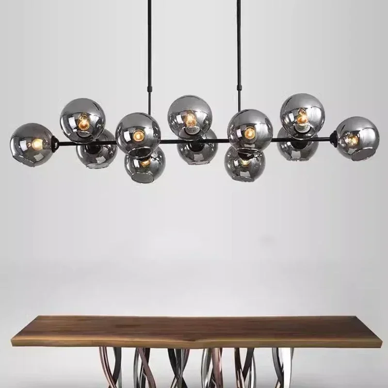 Home Of The Year Bathroom - グレーガラス LED ペンダントライトリビングルームシャンデリアアイランド寝室のシャンデリア家の装飾吊り器具光沢