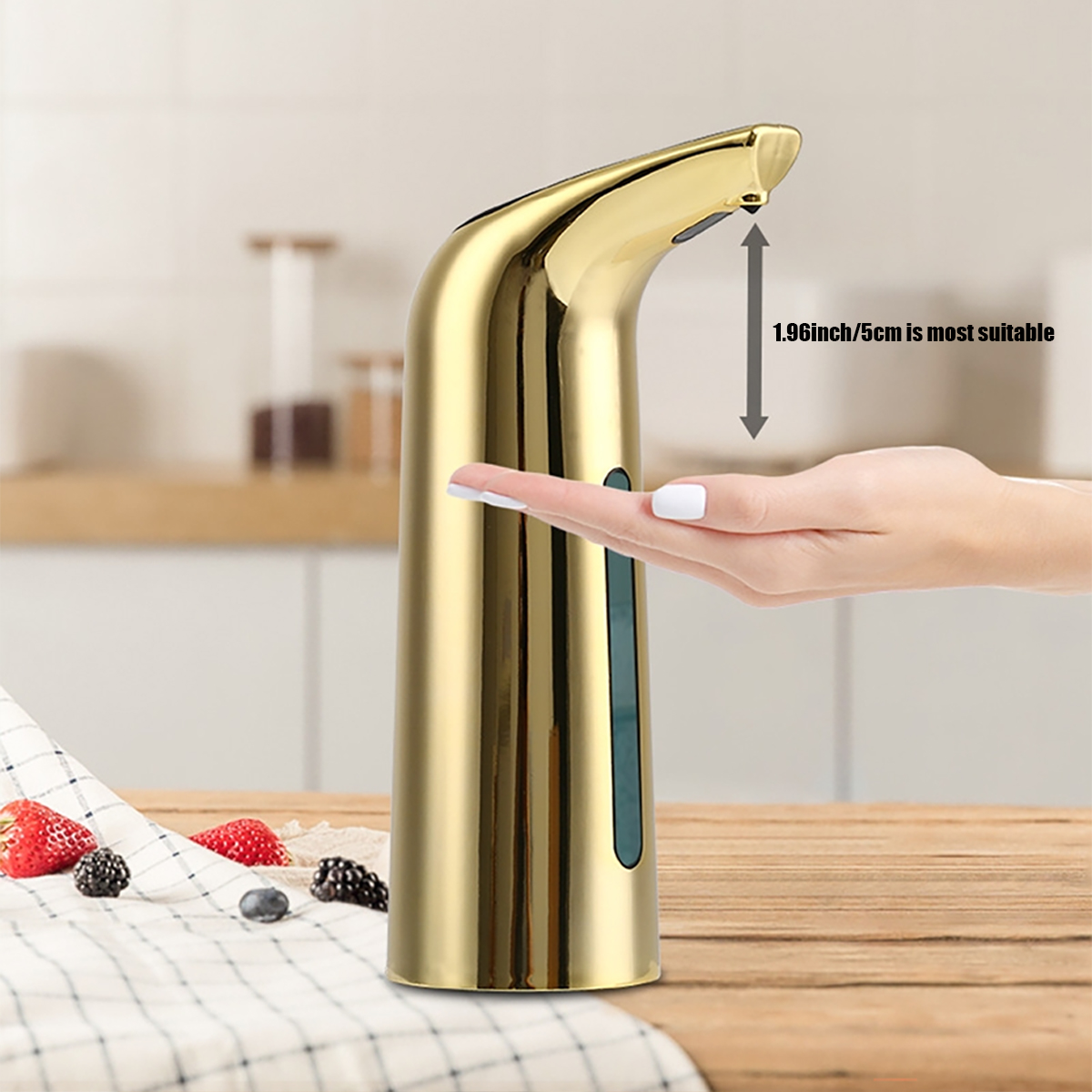 Home Needs Bathroom Cleaning - 大容量13.53オンス（400ml）赤外線センサー式非接触自動泡ハンドソープディスペンサー、高級感のあるゴールドカラーのボトル付き。 スマートセンサー液体容器、手洗い、キッチン清掃、家庭用バスルームアクセサリー、オフィスでの使用に適しています — 電池式（プラグ不要、別途購入が必要）