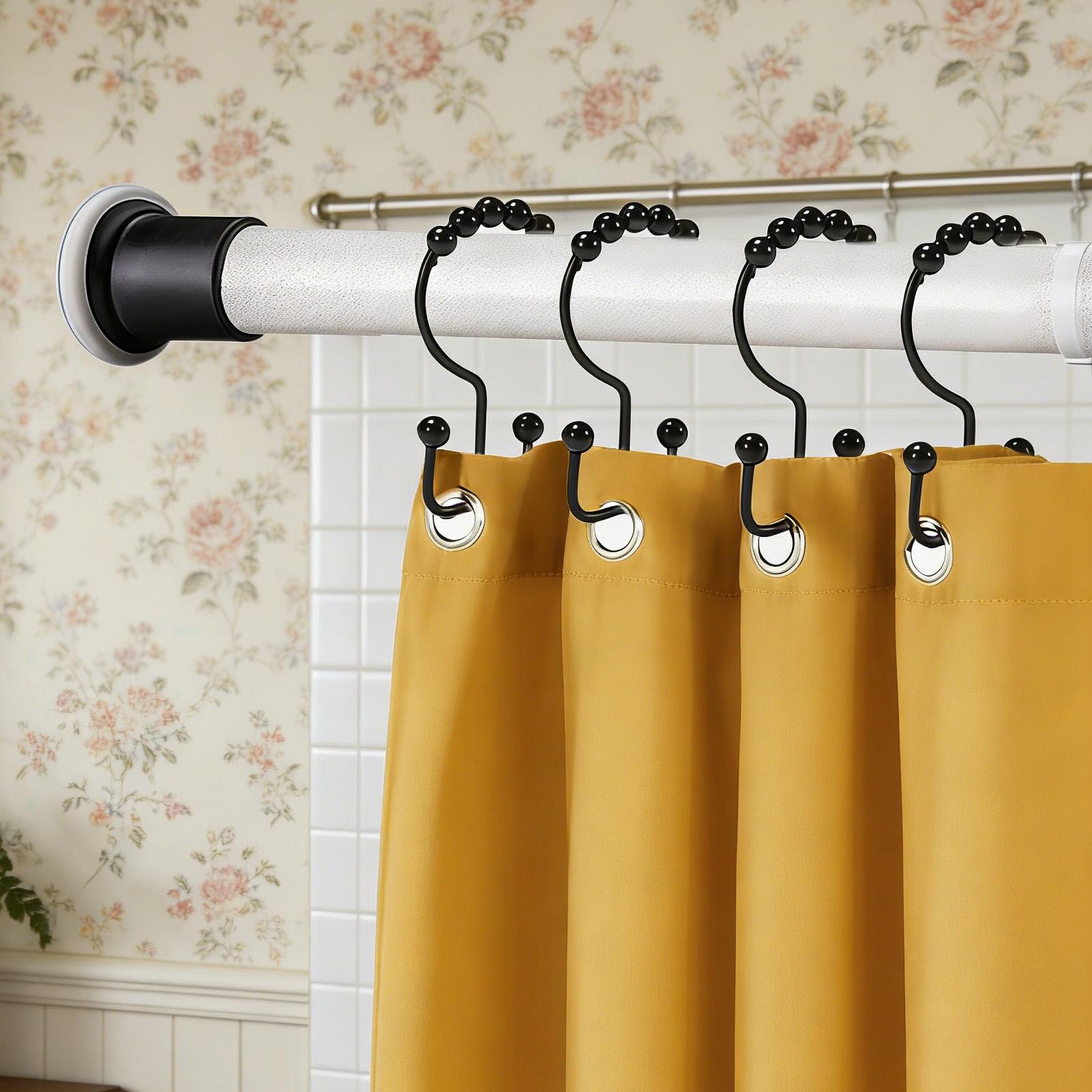 Home Bathroom Window - シャワーライナーフック 12個 ダブルグライドライナーハンガー シャワーロッドリング 家庭用窓 クローゼット