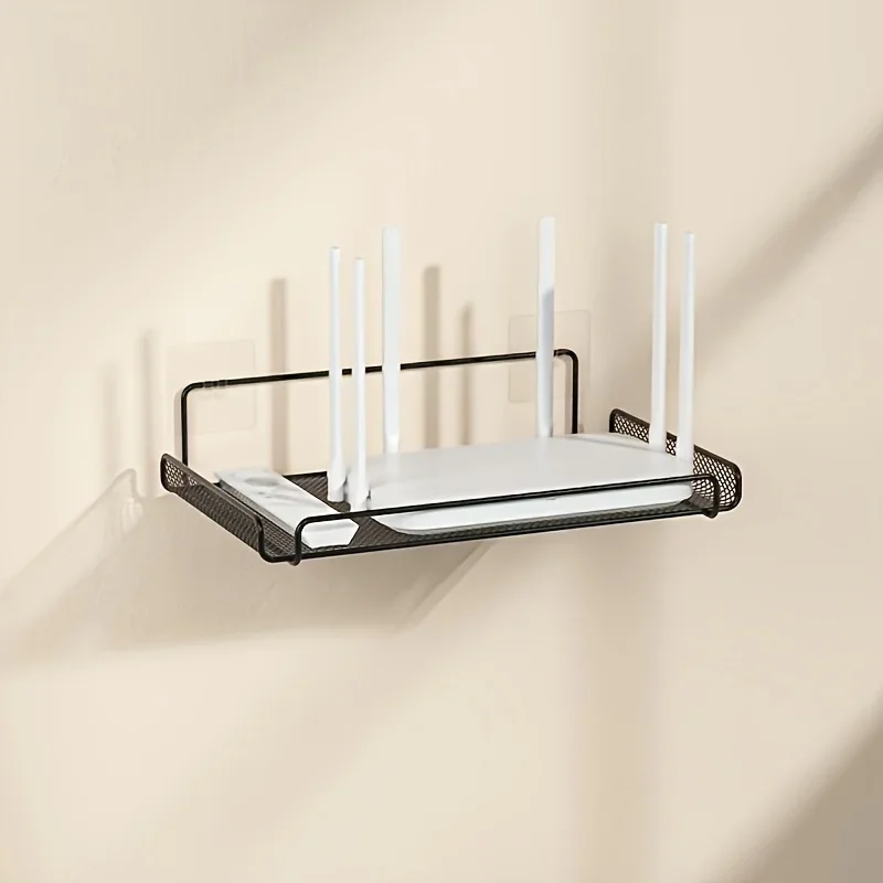 Home Bathroom Accessories - ステンレス製ルーターシェルフ 穴あけ不要 WiFi 壁掛けルーター収納オーガナイザー ホーム バスルーム
