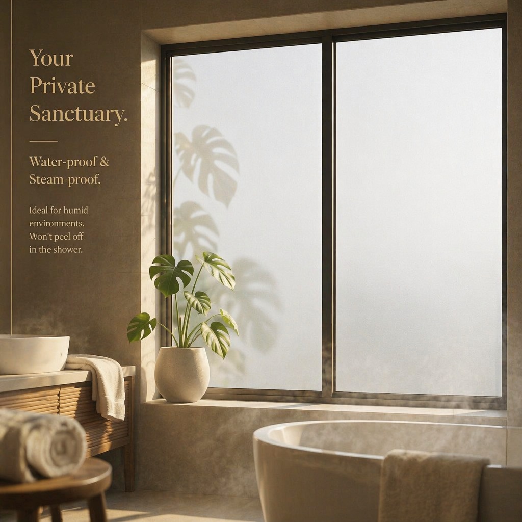 つや消しプライバシーウィンドウフィルム半透明自己粘着UV保護 - Home Bathroom Window のレビューと価格