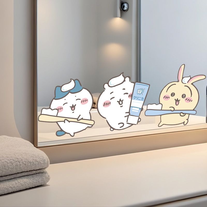 ホットチイカワミラーステッカー強力粘着クリアプリント防水取り - Home Bathroom Vanity のレビューと価格
