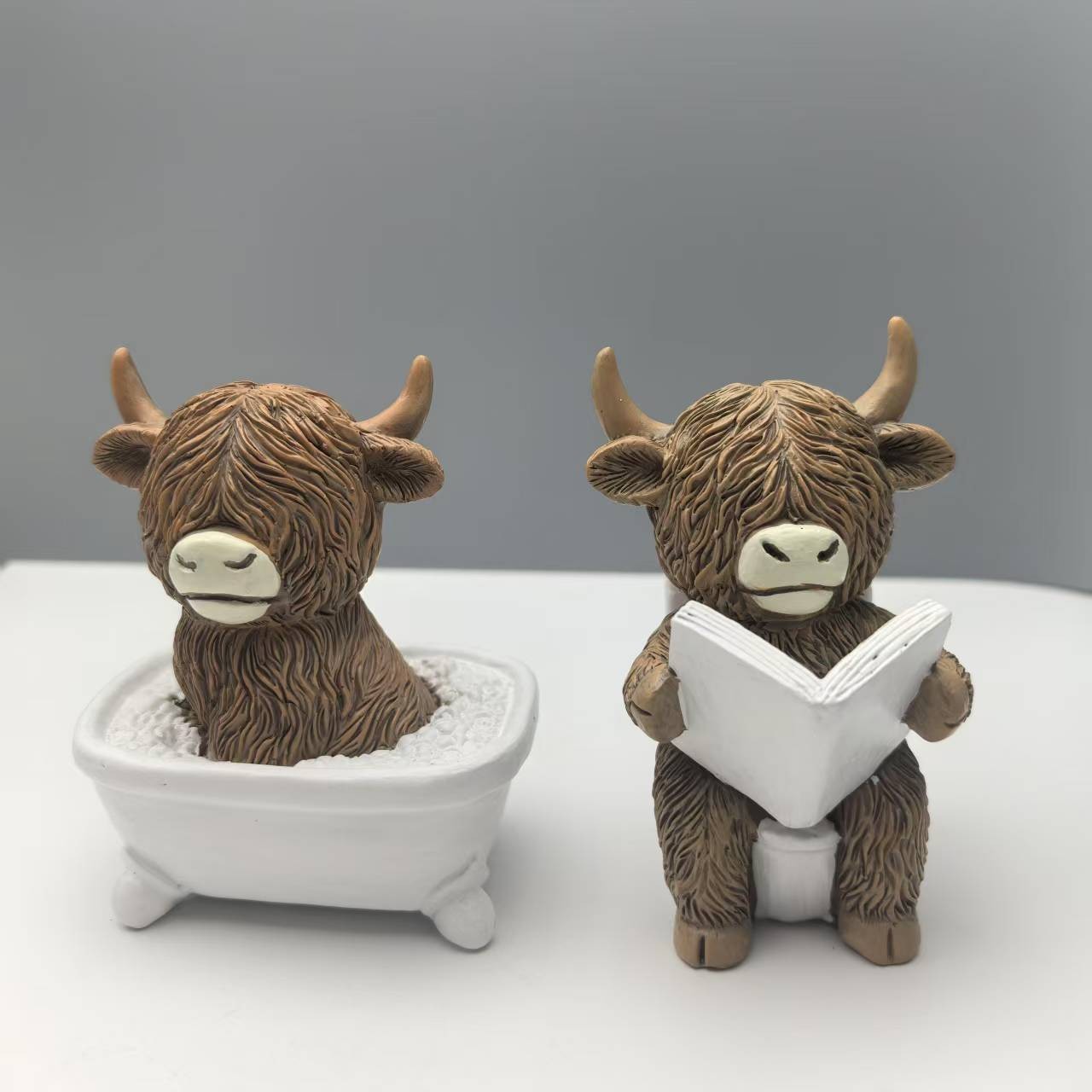 かわいいスコットランドハイランド牛の樹脂製置物 面白い入浴＆ - Home Of The Year Bathroom のレビューと価格