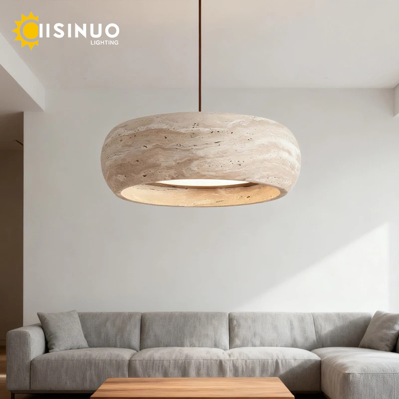 侘び寂び天然石ペンダントランプ トラバーチン石製丸型LEDベ - Home Of The Year Bathroom のレビューと価格