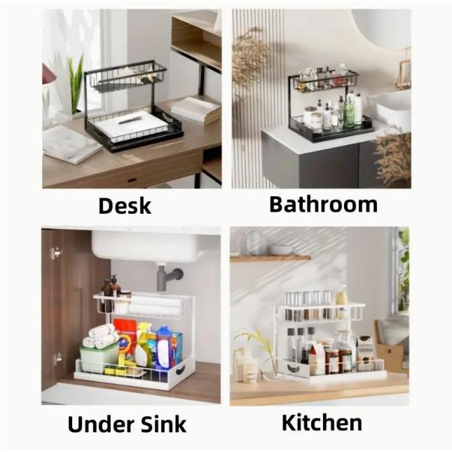 頑丈なプルアウト式キャビネットオーガナイザー、シンク下収納ラ - Home Bathroom Sink のレビューと価格