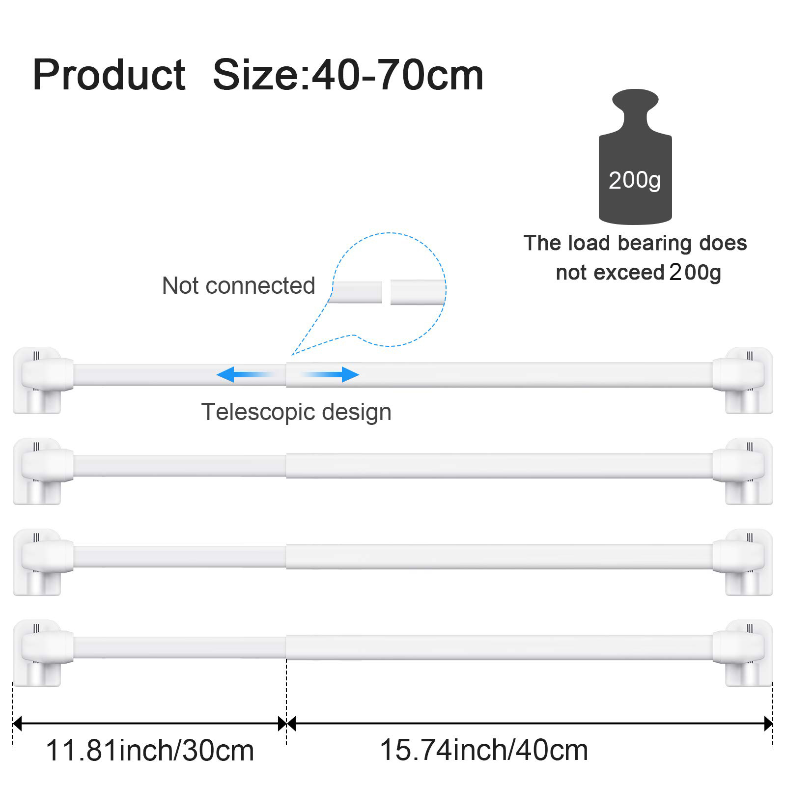 4個セット 調節可能なカーテンロッド 浴室バー シャワー用  - Home Bathroom Window のレビューと価格