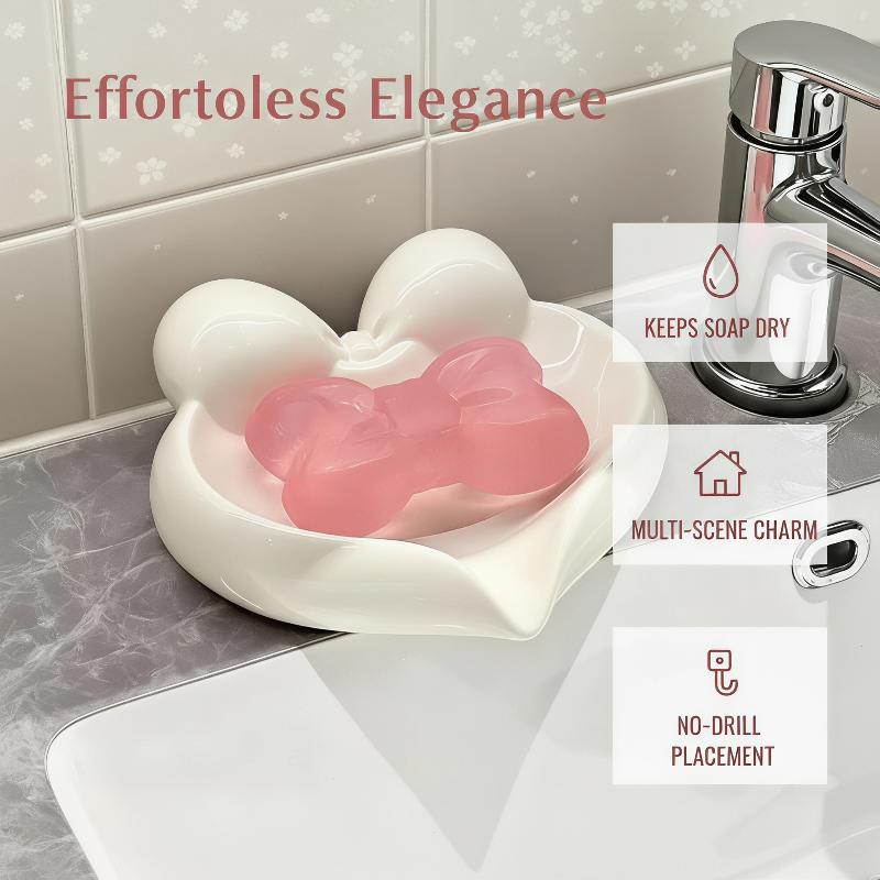 かわいいリボンハート型のセラミック製ソープディッシュ、水切り - Home Bathroom Sink のレビューと価格