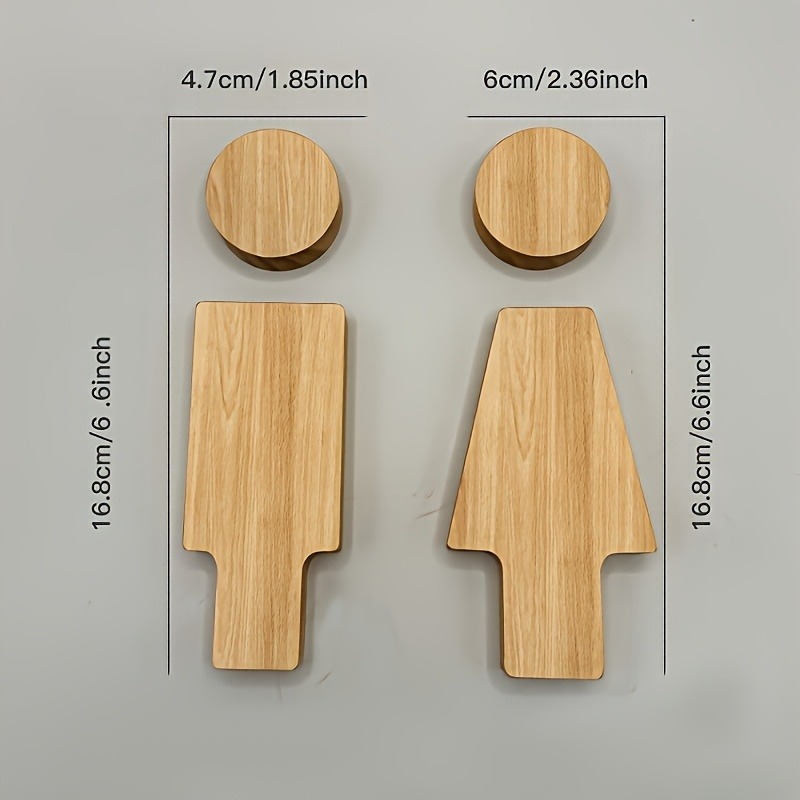 木製バスルームサイン 2 個 男性と女性のトイレのドア用 家 - Home Bathroom Accessories のレビューと価格