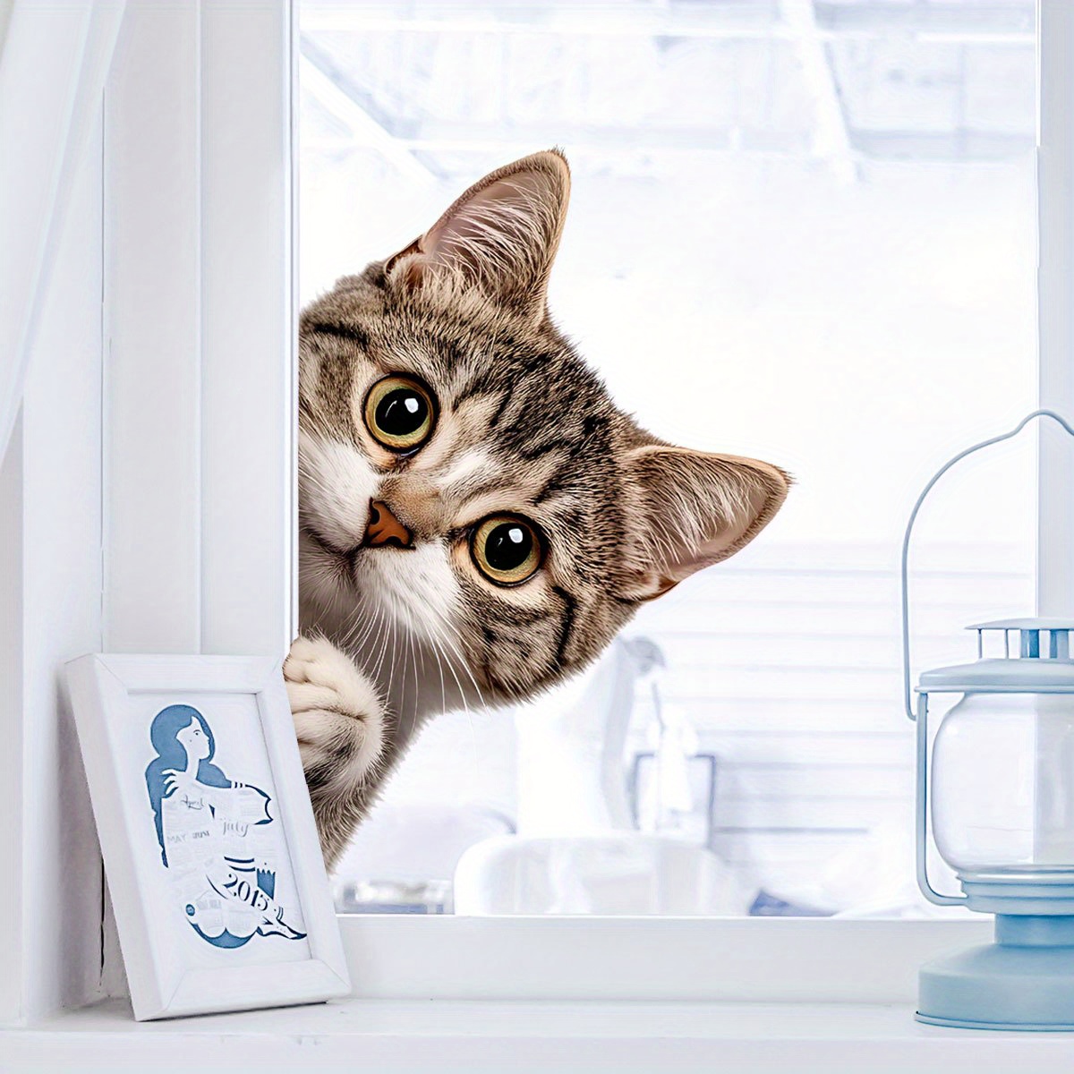 面白い猫覗き見窓ウォールステッカー浴室トイレ装飾リビングルー - Home Bathroom Window のレビューと価格