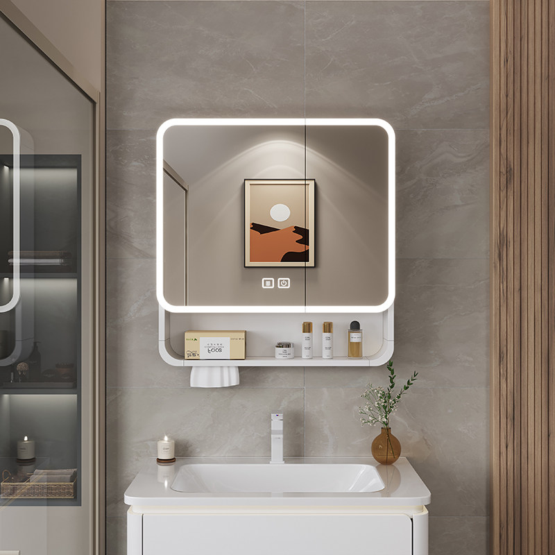 オーガナイザーミラー、バスルームキャビネット、収納棚、紙の装 - Bathroom Cabinet Mirror のレビューと価格