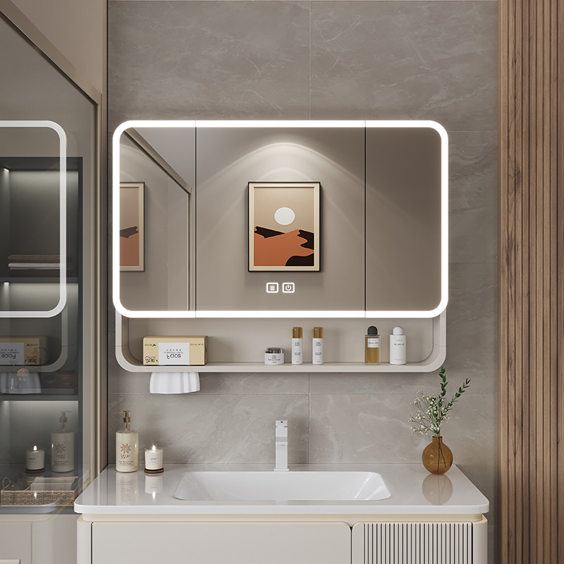 オーガナイザーミラー、バスルームキャビネット、収納棚、紙の装 - Bathroom Cabinet Mirror のレビューと価格