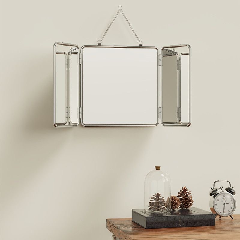 インスタ風 スクエア 三つ折り 壁掛けミラー 金属 ステンレ - Home Bathroom Vanity のレビューと価格