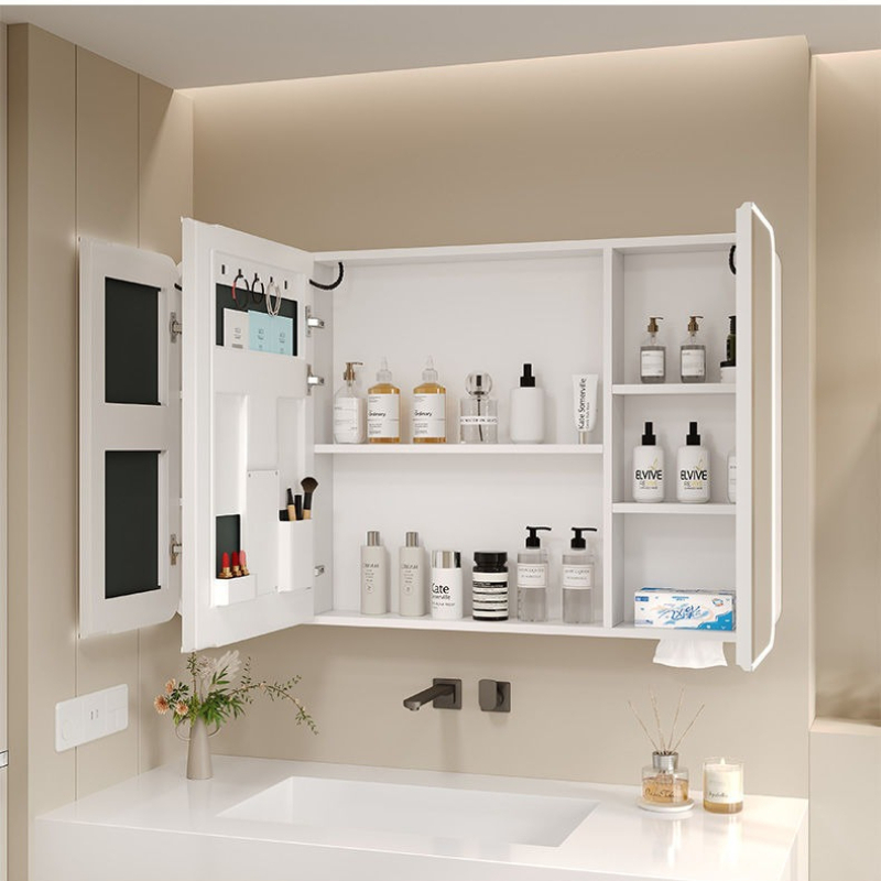 LED浴室ミラーキャビネット アルミ製 丸型 スマート収納  - Bathroom Cabinet Mirror のレビューと価格