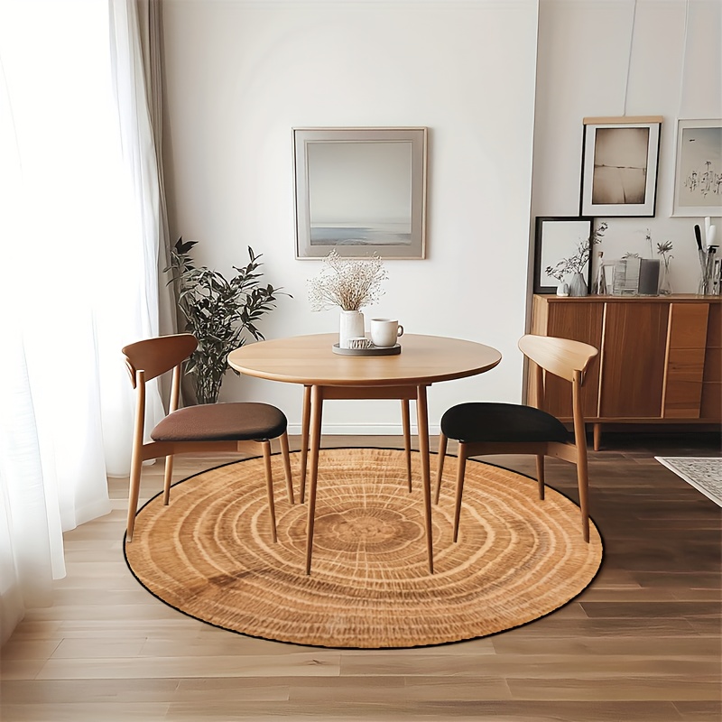木目調ツリーリングラグ ラウンドフランネルマット ナチュラル - Home Bathroom Door Design のレビューと価格