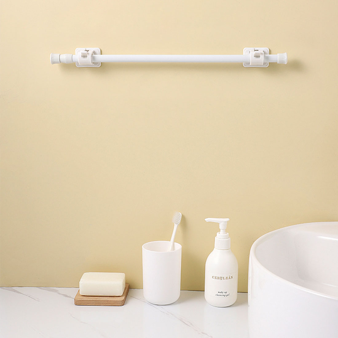 多目的スプリング式伸縮ロッド,カーテン,家庭用ワードローブ, - Home Bathroom Window のレビューと価格