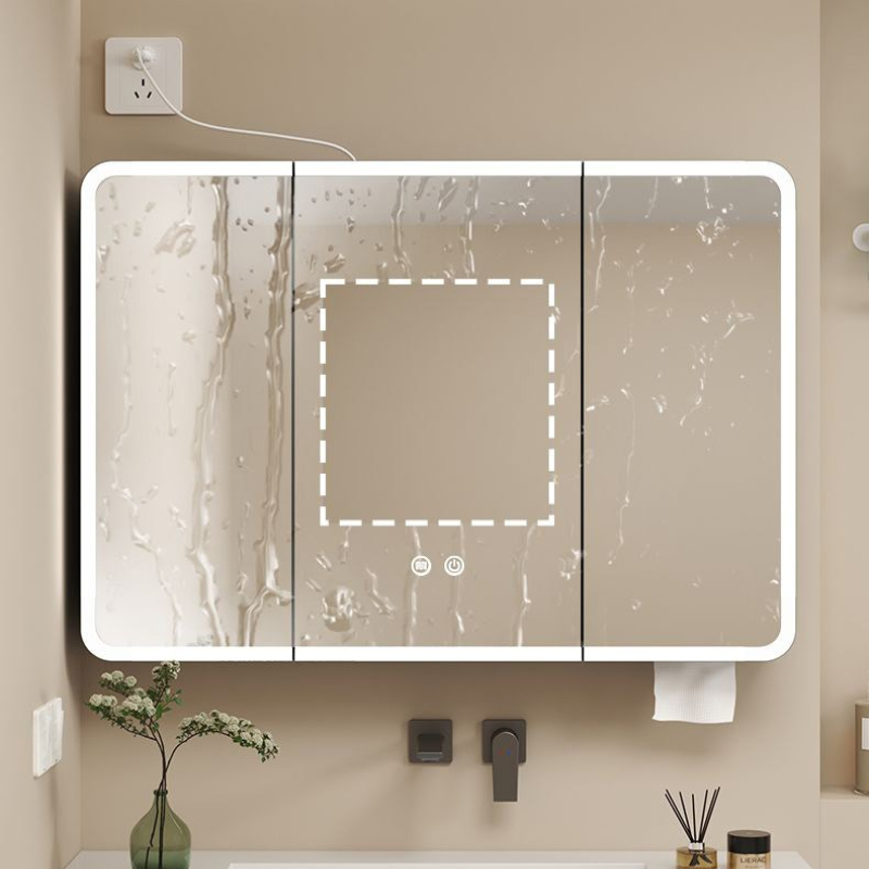 LEDスマートバスルームミラーキャビネット壁掛け曇り止めメイ - Bathroom Cabinet Mirror のレビューと価格