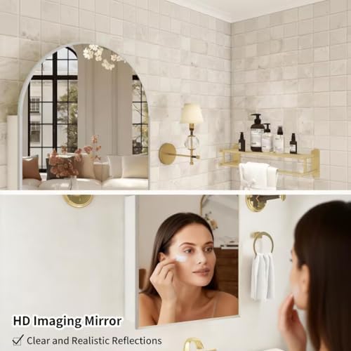 24x36インチ アーチ型バスルームミラー 薬箱付き、ブラッ - Bathroom Cabinet Mirror のレビューと価格