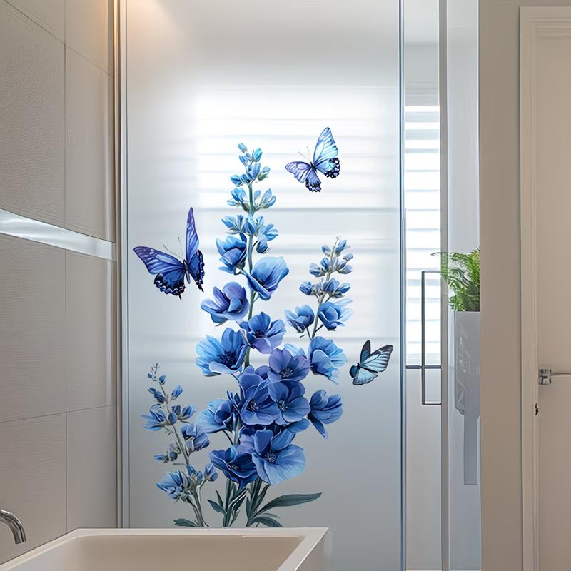 取り外し可能なローズガラスステッカー 浴室ドア用接着剤 エレ - Home Bathroom Window のレビューと価格