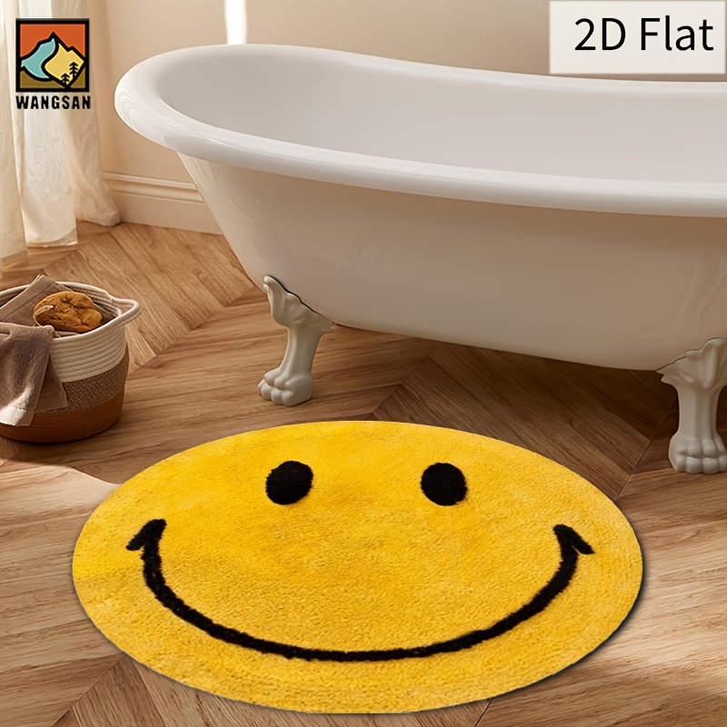 2Dラウンドフランネルラグ スマイルフェイスデザイン ソフト - Home Bathroom Door Design のレビューと価格