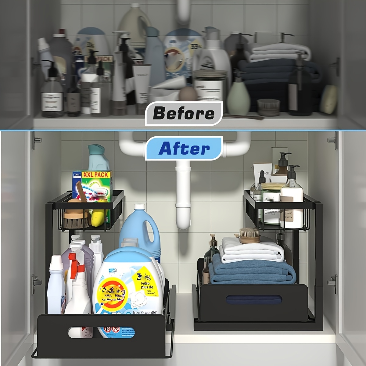 シンク下キッチン収納ラックセット - バスルーム、パントリー - Home Essentials Bathroom Cabinet のレビューと価格