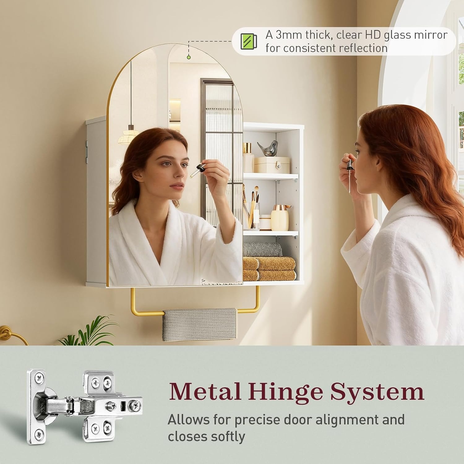浴室薬棚付きミラー、収納付き、24 x 29インチのアーチ型 - Bathroom Cabinet Mirror のレビューと価格