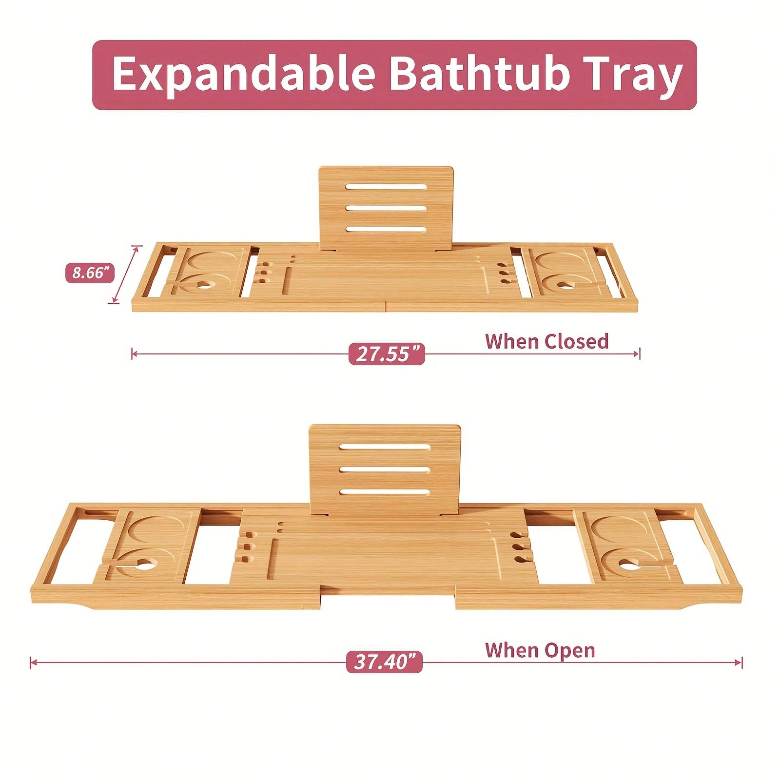 竹製バスタブキャディトレイ、タブレット、ドリンク、タオル用の - Home Essentials Bathroom Organizer のレビューと価格