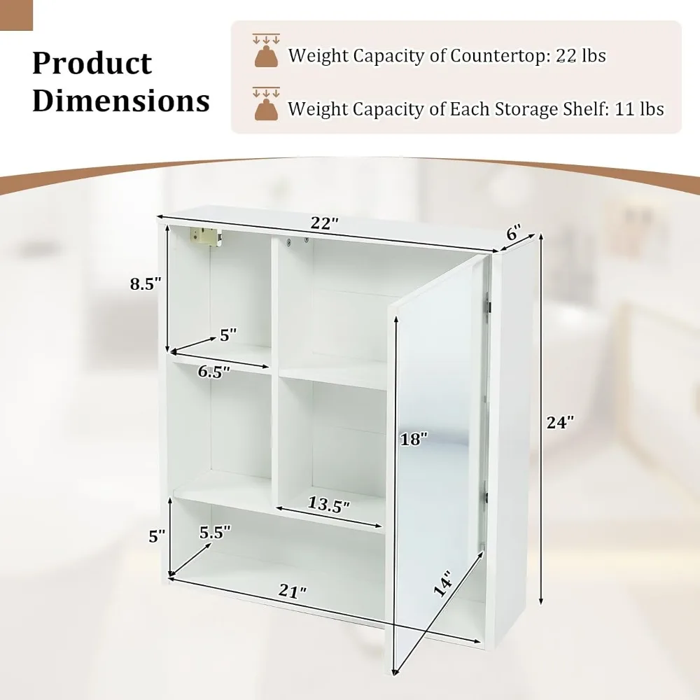 壁掛け式バスルームミラーキャビネット、収納棚とオープンコンパ - Bathroom Cabinet Mirror のレビューと価格