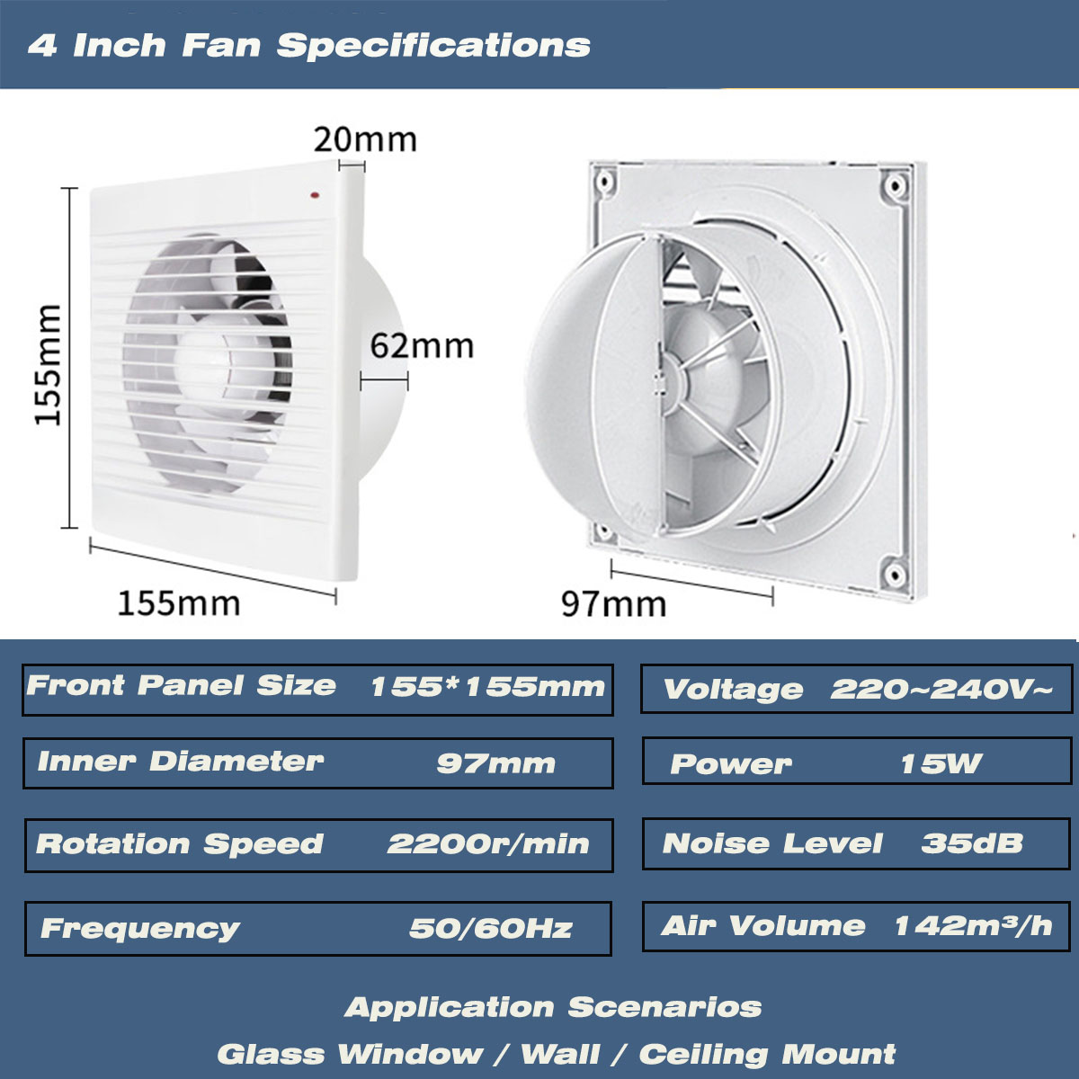 4インチ静音窓取り付け排気ファン（逆風ダンパー付き）、浴室ト - Home Bathroom Vent のレビューと価格