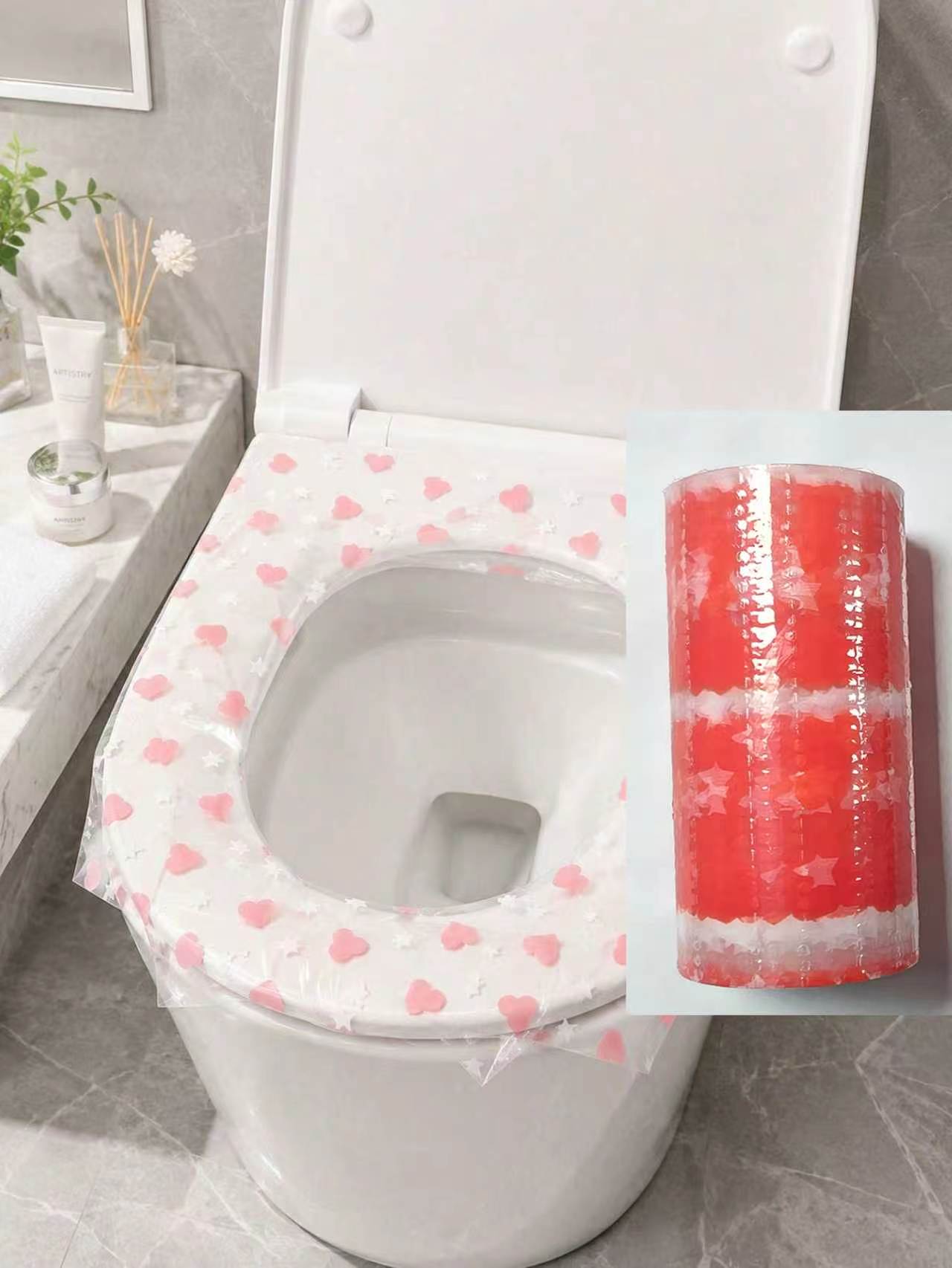 133枚入り使い捨て便座カバー、防水便座保護フィルム、ハート - Home Bathroom Supplies のレビューと価格