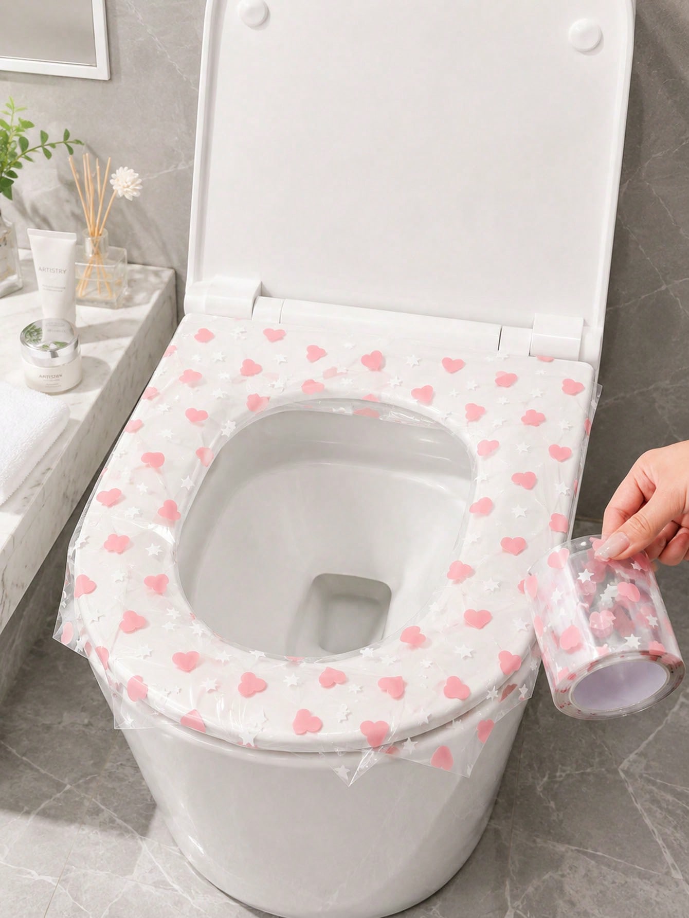 133枚入り使い捨て便座カバー、防水便座保護フィルム、ハート - Home Bathroom Supplies のレビューと価格