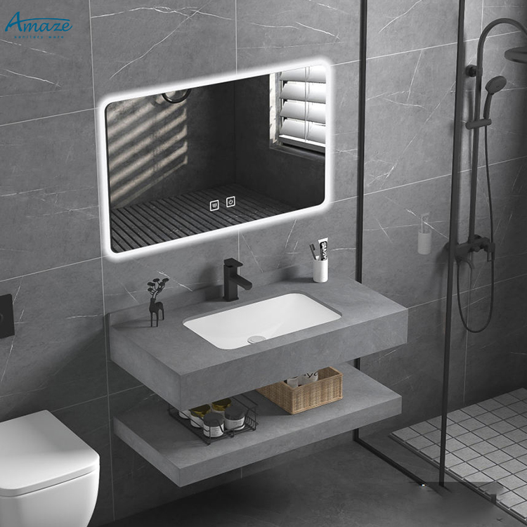 バスルームキャビネット耐久性のある二層式壁掛けバスルーム洗面 - Home Bathroom Vanity のレビューと価格