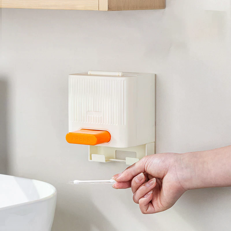 プレス綿棒ボックス自動ディスペンサー綿棒コンテナボックス防塵 - Home One Bathroom のレビューと価格
