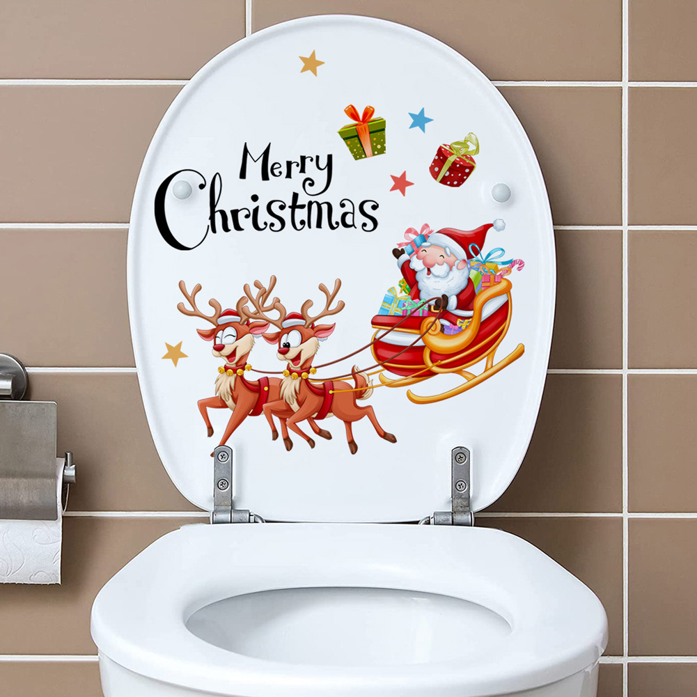 サンタクロース鹿馬車ウォールステッカークリスマス浴室装飾壁画 - Home Of The Year Bathroom のレビューと価格