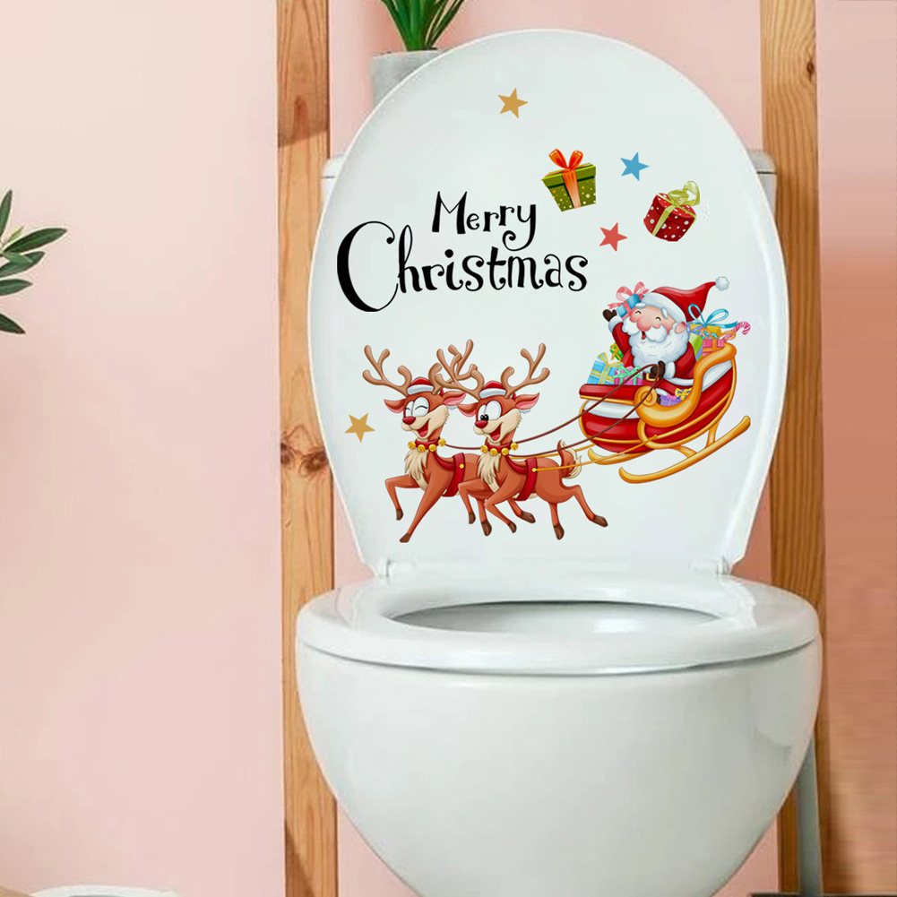 サンタクロース鹿馬車ウォールステッカークリスマス浴室装飾壁画 - Home Of The Year Bathroom のレビューと価格