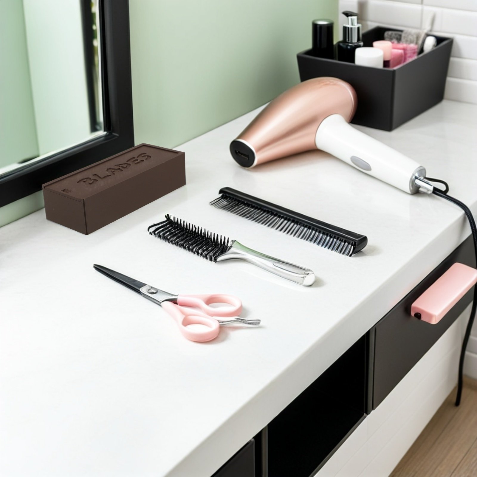ブラウンの二重コンパートメント刃収納ボックス、プラスチック製 - Home One Bathroom のレビューと価格