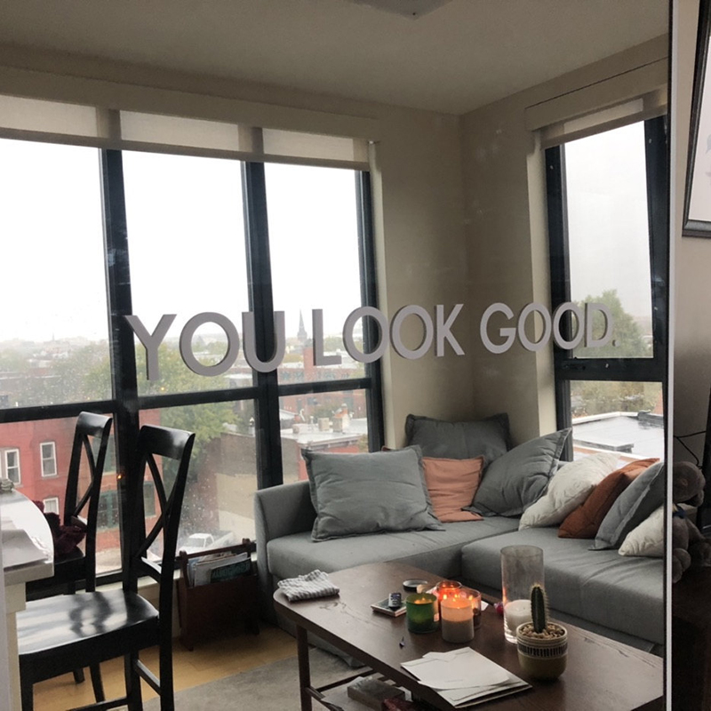 ミラー壁ステッカー寝室インスピレーションを与える動機付けの引 - Home Bathroom Window のレビューと価格