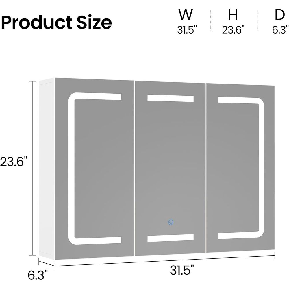鏡付き薬棚オーガナイザー、照明付き収納付き浴室薬棚、LEDラ - Bathroom Cabinet Mirror のレビューと価格