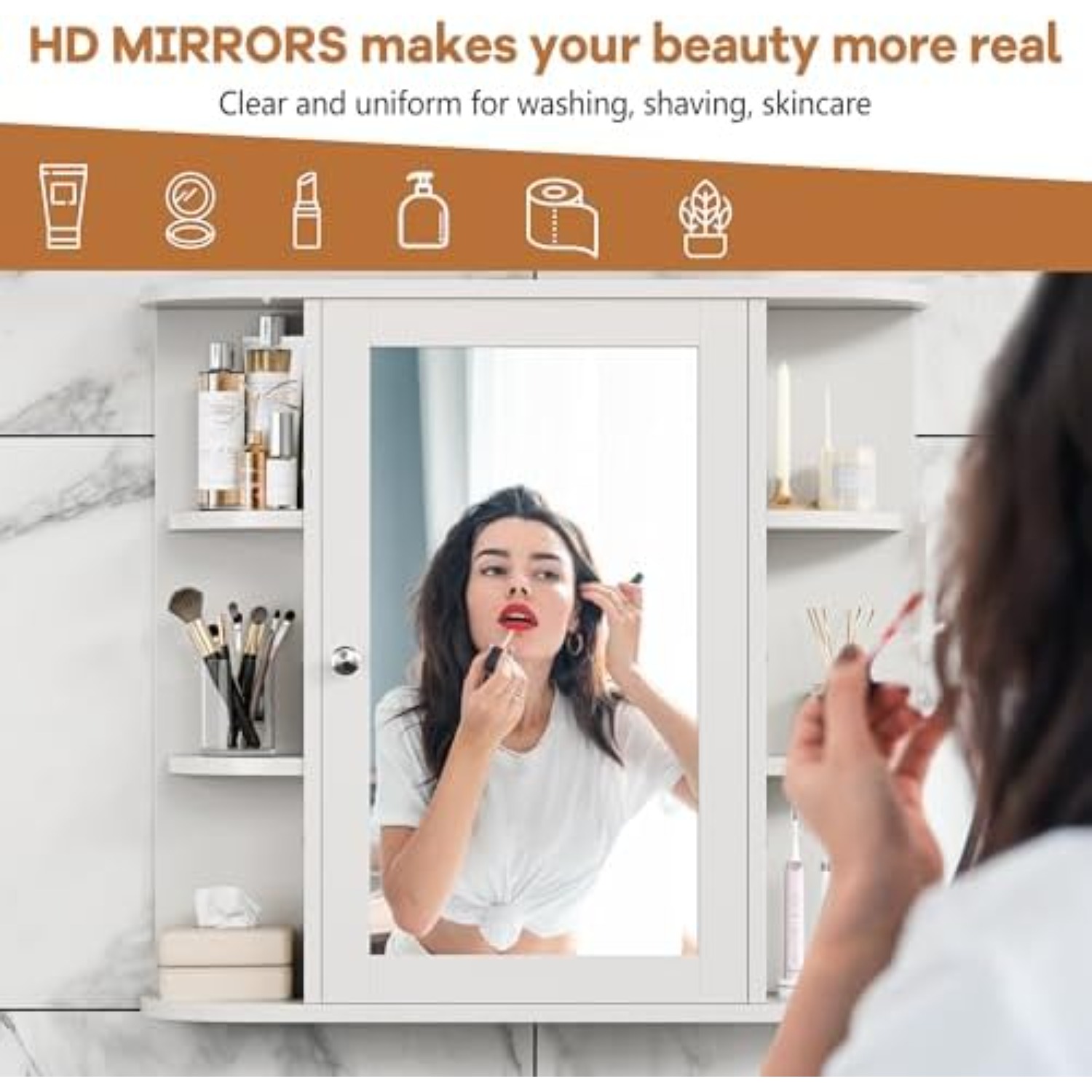 バスルーム薬棚、バスルームミラーキャビネット、壁掛け式、6つ - Bathroom Cabinet Mirror のレビューと価格